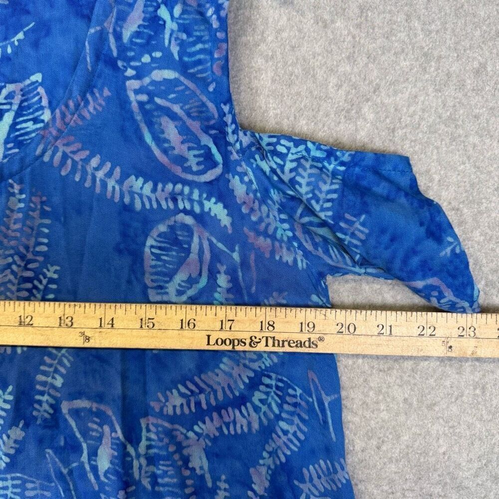 Soft Surroundings Womens Size Medium Blue Floral Batik Cold Shoulder Dress - Picture 6 of 9